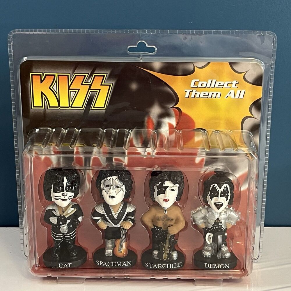 KISS Bobble Dobbles Mini Bobbleheads - Cat, Spaceman, Starchild & Demon - NEW